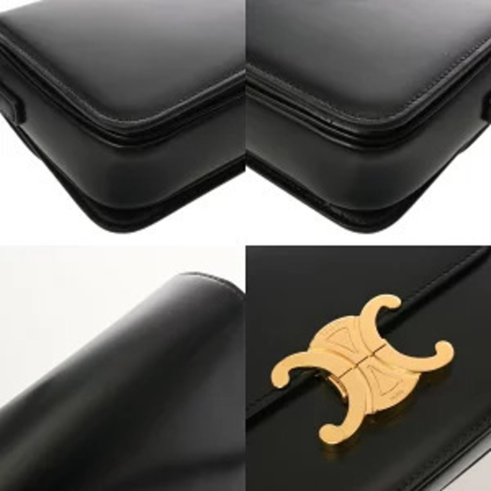Celine Teen Triomphe Bag Black Shiny Calf Leather Shoulder - Picture 7 of 9